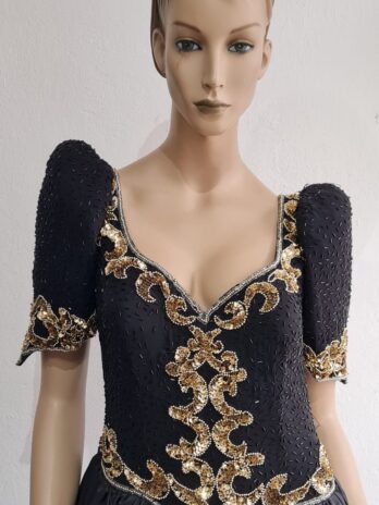 Ballkleid „Landa“ 38/40 in Schwarz/Gold mit Pailletten