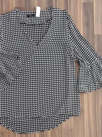 Bluse „Zara“ M in Weiß/Schwarz