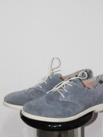 Schuhe „Floris van Bommel“ 41 in Graublau Leder