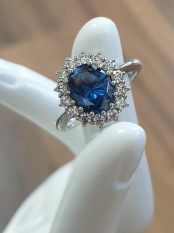 Ring “ No Name “ in Silber/Blau punziert Ringgröße 18