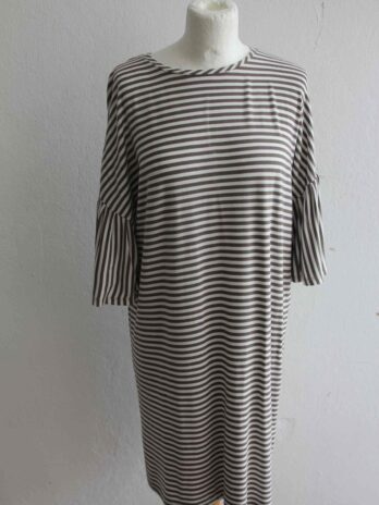 Longshirt|Kleid „S.Marlon“ M in Weiß|Schlamm gestreift