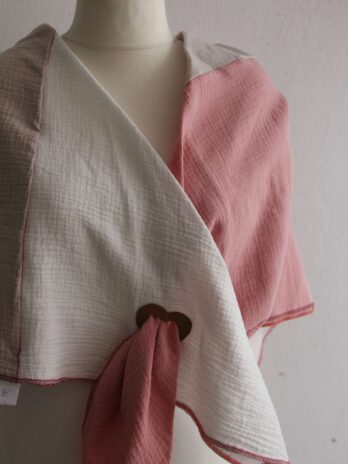 Tuch „Einzelstück Handarbeit“ in Rosa|Beige|Weiß mit Herz NEU!