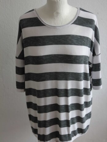 Shirt „Street One“ Größe 40 in Grau|Weiß gestreift