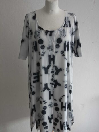 Kleid „Elli“Größe S in Weiß|Grau gemustert