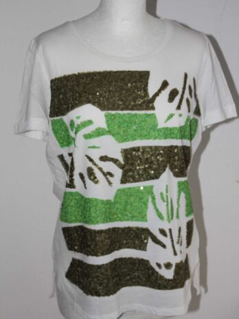Shirt „Luisa Cerano“Größe 38 in Weiß|Grün mit Pailletten