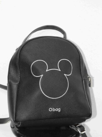 Rucksack „Obag“ Br. 28cm Hö. 25cm in Schwarz Kunstleder Mickey Mouse