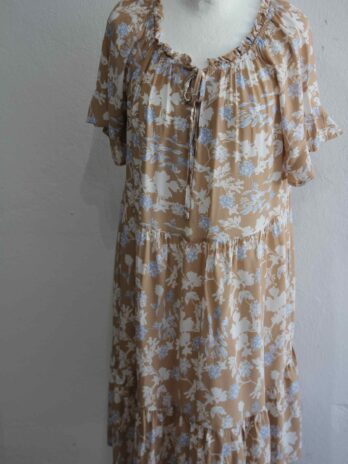 Kleid „Zabaione“ Größe XL in Beige|Weiß|Blau gemustert