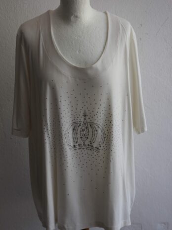 Shirt „Glööckler By Ulla Popken“Größe 46|48 in Weiß mit Strasssteinen