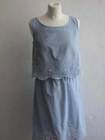 Kleid „Tom Tailor“ 34 in Hellblau|Weiß