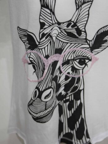 Shirt „Miss Goodlife“Größe M in Weiß|Schwarz Giraffe