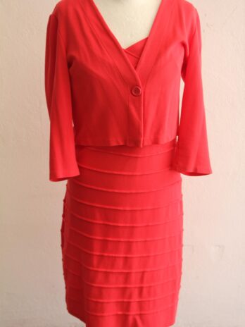 Kleid+Weste „Betty Barclay“ Größe 38 in Hummerrot