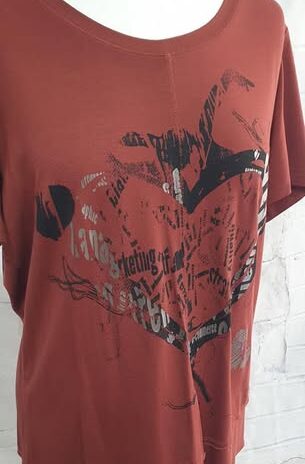 Shirt “ Jones “ Größe 38 in Terracotta/Schwarz Print