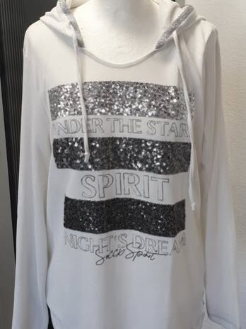 Hoodie-Shirt “ Soccx “ Größe 40 in Weiß/Silber Paillletten