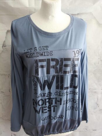 Shirt „Jones“ 36 in Blau|Schwarz mit Print
