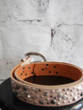 Gürtel „No Name“ 85cm in Beige mit Nieten Leder