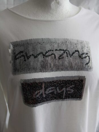 Shirt „Via Appia“ 40 in Weiß mit Pailletten