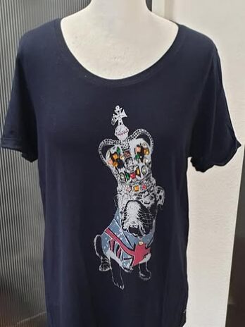 Shirt “ Jones “ Größe 42 in Dunkelblau/Print bunte Steine