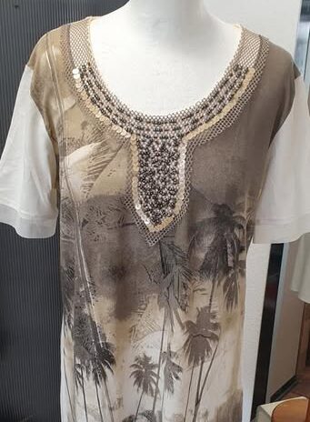 Shirt “ BIBA “ Größe 42 in Beige/Schlamm/Pailletten