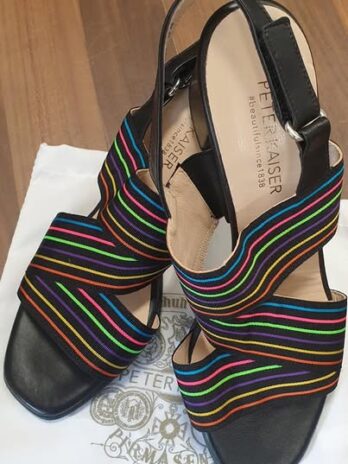Sandalen “ Peter Kaiser “ Größe 38,5 in Schwarz/Bunt/Leder/Textil NEU!