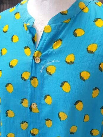 Bluse “ Antica Santoria “ Größe L/XL in Türkis/Gelb/Zitronen