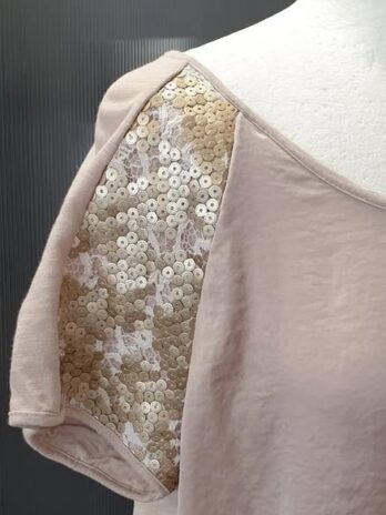 Shirt “ Le Comte “ Größe 38 in Beige/Pailletten