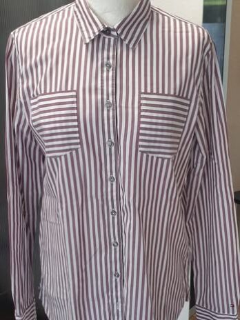 Bluse “ Tommy Hilfiger “ Größe 36 in Beere/Weiß gestreift