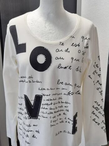 Shirt “ Le Comte “ Größe 40 in Offwhite/Schwarz/Print gemustert