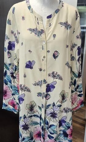 Longbluse “ Jones “ Größe 40 in Offwhite/Pink/Türkis/Lila/Rosa floral gemustert