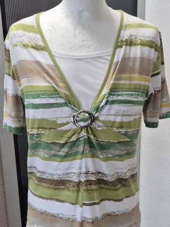 Shirt “ Hajo “ Größe 38 in Grün/Weiß“Braun gemustert