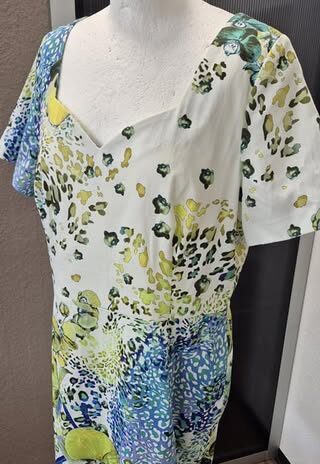 Kleid “ Jones “ Größe 42 in Blau/Gelb/Grün gemustert