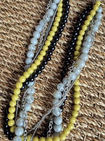 Kette “ Bijou Brigitte “ in Grün/Schwarz/Grau/Silber