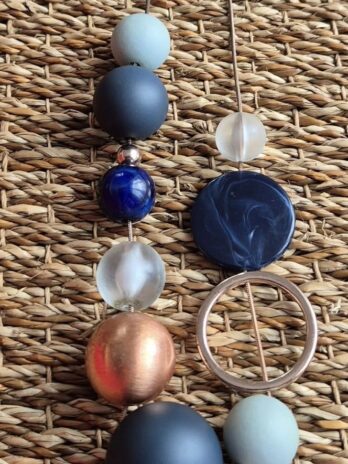 Kette “ Bijou Brigitte “ in Hellblau/Dunkelblau/Kugeln