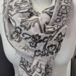 Schal “ Made in Italy “ in Weiß/Grau gemustert Leinen/Baumwolle