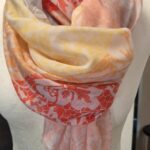 Schal “ Made in Italy “ in Gelb/Grau/Rosa/Orange bunt gemustert 70% Viscose 30% Baumwolle