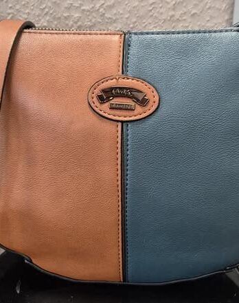 Tasche “ ARA “ in Dunkelbraun/Cognac/Petrol/Kunstleder Maße Breite ca 30cm Höhe ca 21cm