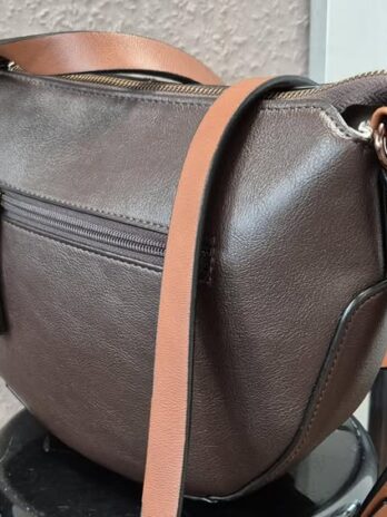 Tasche “ ARA “ in Dunkelbraun/Cognac/Petrol/Kunstleder Maße Breite ca 30cm Höhe ca 21cm