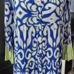 Kleid “ Aust “ Größe 42 in Blau/Neongrün/Grau gemustert