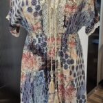 Kleid “ Made in Italy “ Größe 36/38 in Blau/Beige bunt gemustert 100% Viscose