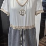 Kleid “ Made in Italy “ Größe 38/40 in Offwhite/Grau/Gold