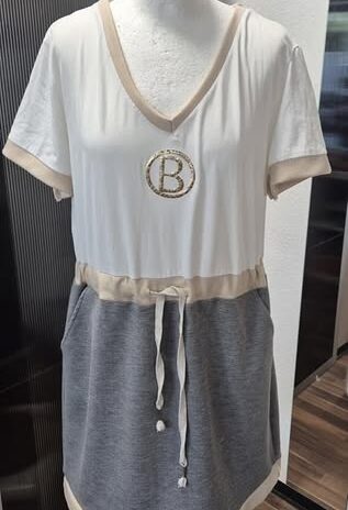 Kleid “ Made in Italy “ Größe 38/40 in Offwhite/Grau/Gold