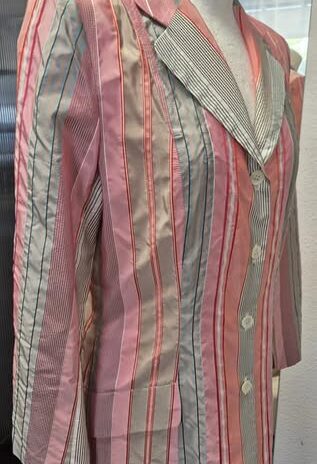 Gehrock “ Renard “ Größe 36 in Coralle/Rosa bunt gestreift 100% Seide