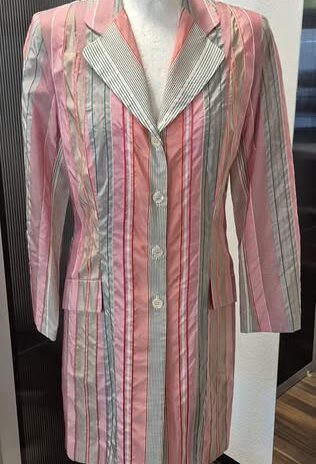 Gehrock “ Renard “ Größe 36 in Coralle/Rosa bunt gestreift 100% Seide