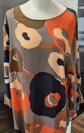 Bluse “ Gerry Weber “ Größe 46 in Orange/Terracotta/Schwarz/Khaki gemustert