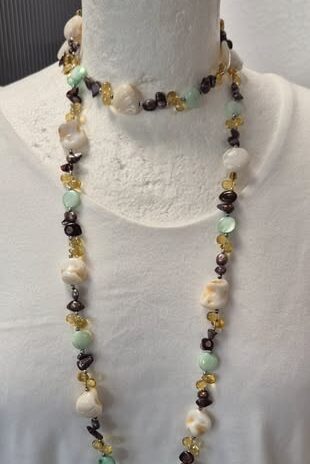 Kette “ Bijou Brigitte “ in Beige/Mint/Gelb/Braun