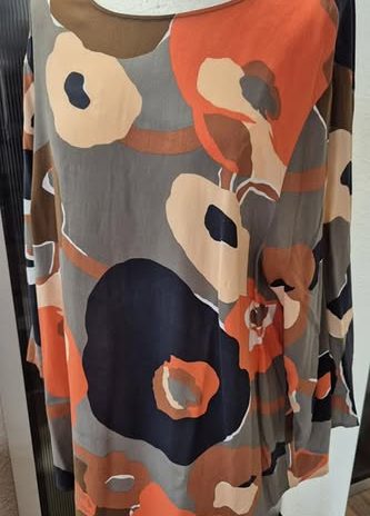 Bluse “ Gerry Weber “ Größe 46 in Orange/Terracotta/Schwarz/Khaki gemustert