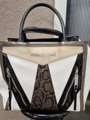 Tasche “ Versace Jeans “ in Weiß/Schwarz/Beige/Animalprint NEU! Breite ca 46cm Höhe ca 29cm