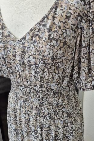 Maxikleid “ Heine “ Größe 38 in Grau/Beige/Rosa floral
