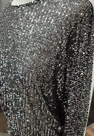 Shirt “ Made in Italy “ Größe M in Silber/Schwarz/Pailletten