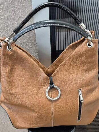 Tasche “ Made in Italy “ in Cognac/Schwarz/Leder NEU! Breite ca 49cm Höhe ca 37cm