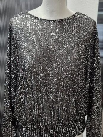Shirt “ Made in Italy “ Größe M in Silber/Schwarz/Pailletten